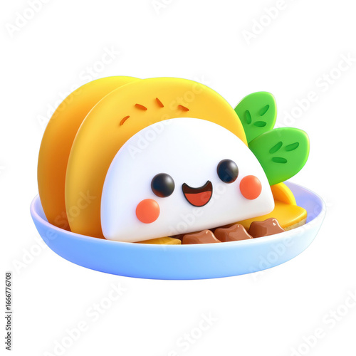 Cute cartoon taco character with a smiling face