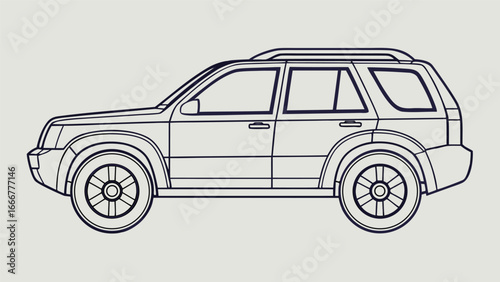 SUV side profile line art illustration sport utility vehicle