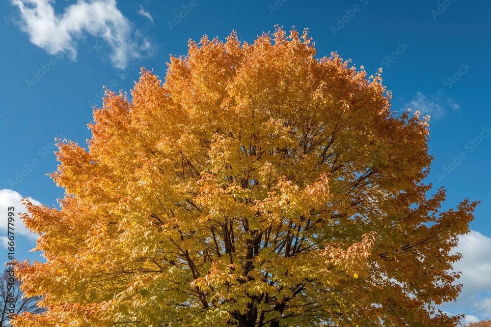 Fototapeta premium Gorgeous autumn leaves on a maple tree changing color
