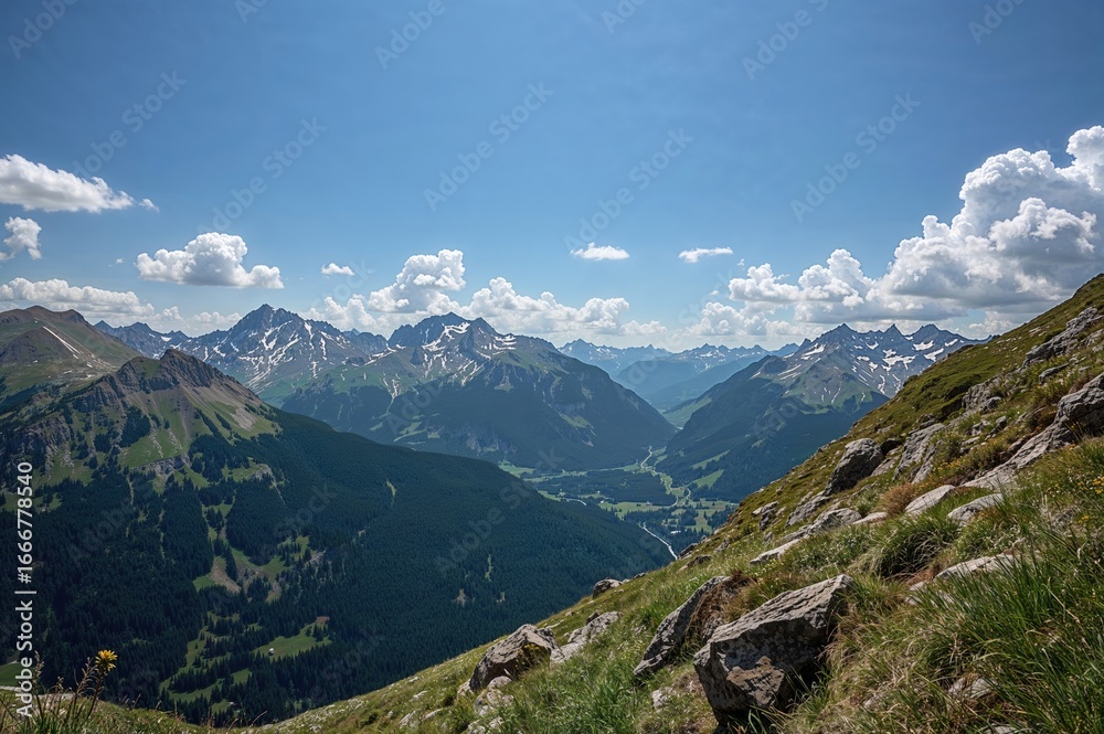 Fototapeta premium Stunning alpine scenery in a mountain valley