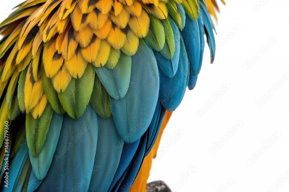 Fototapeta premium Stunning macaw parrot feathered bird set against a plain backdrop with clipping path