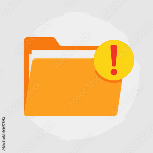 A digital folder icon with documents and an exclamation point indicating a warning.