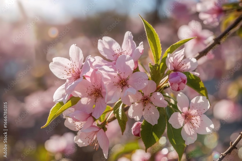 Fototapeta premium Gorgeous rosy blossoms resembling cherry petals