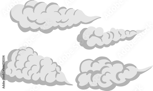 Car Smoke Effect Cloud Comic Icons set
