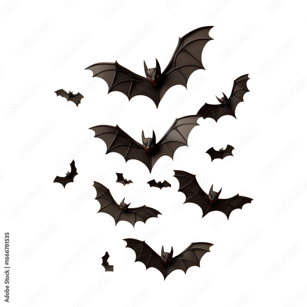 Naklejka premium Collection of 3D bats in various flying poses