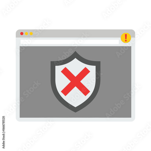 A web browser window displaying a security alert with a shield icon and a red "X" mark.