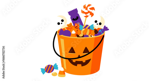 Flat Halloween Candy Bucket