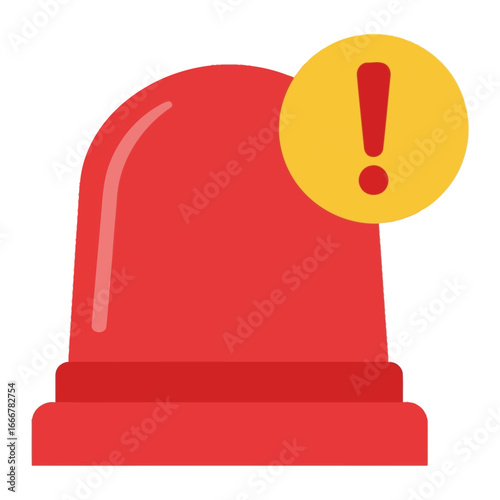 A red emergency siren light with a yellow warning sign icon featuring an exclamation mark.