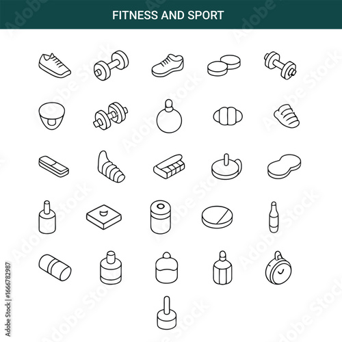 Fitness and Sport Line Icons – Minimal Vector Gym, Exercise, and Training Icon Set.
