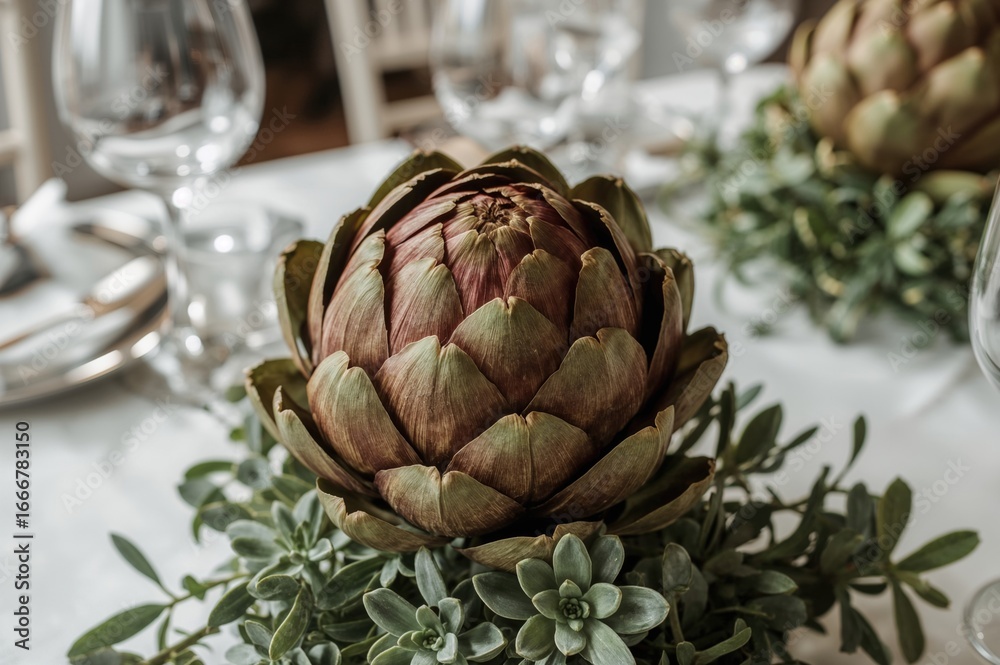 Obraz premium Using Artichokes for Table Decoration