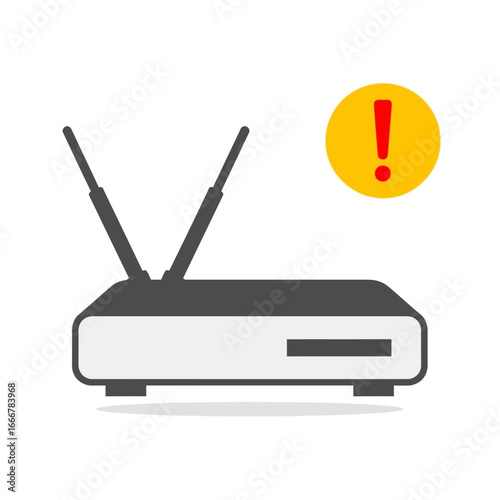 Wireless router malfunctioning, indicated by an alert symbol.
