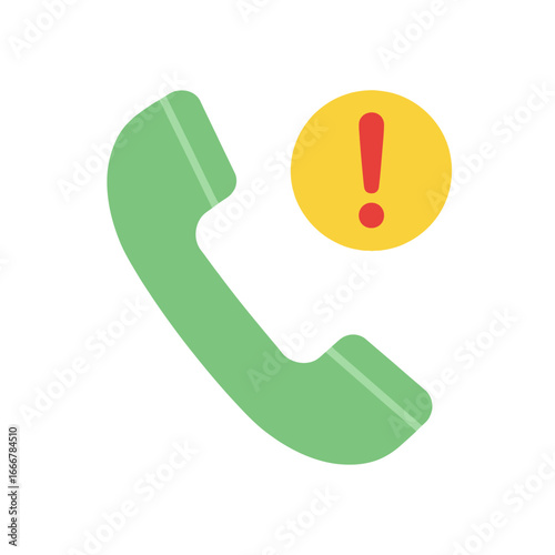 A green telephone handset with an exclamation mark signifying an important alert.