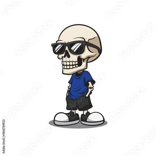 Streetwear Skull Character with Sunglasses Cartoon Vector