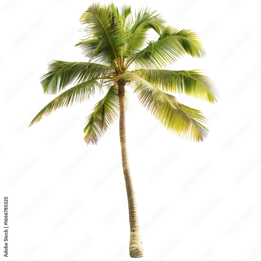 Obraz premium Isolated palm tree, vibrant greens