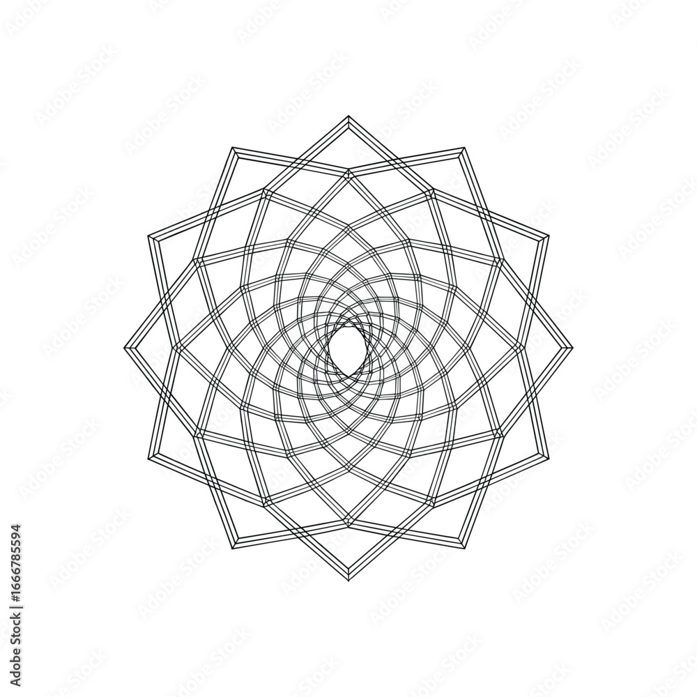 Obraz premium Intricate geometric mandala design with repeating patterns and symmetrical structure white background