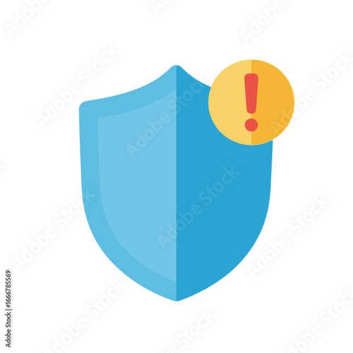 Blue shield icon with yellow warning alert, indicating a security breach or system alert.