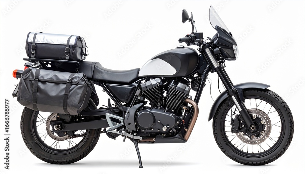 Fototapeta premium Tandem bicycle with two seats strong frame and double pedals isolated on white background fun recreational cycling 