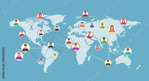 Colorful social network diagram showing interconnected people