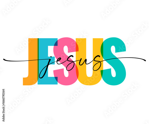 Jesus word for christian t-shirt design. Vector illustration, typography quote for youth camp or church merch