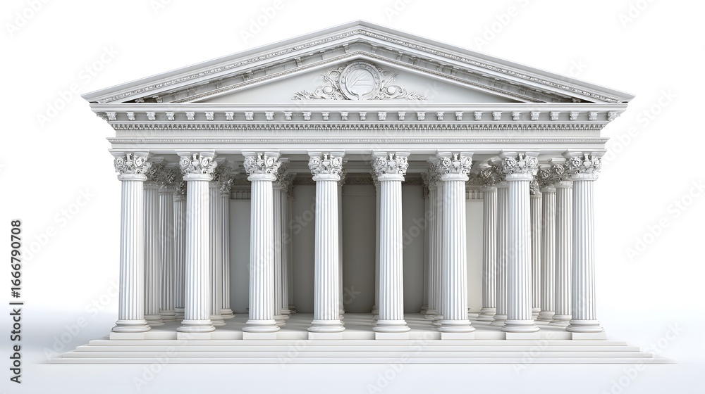 Fototapeta premium Modern Bank Building Isolated on White Background for Finance Concepts