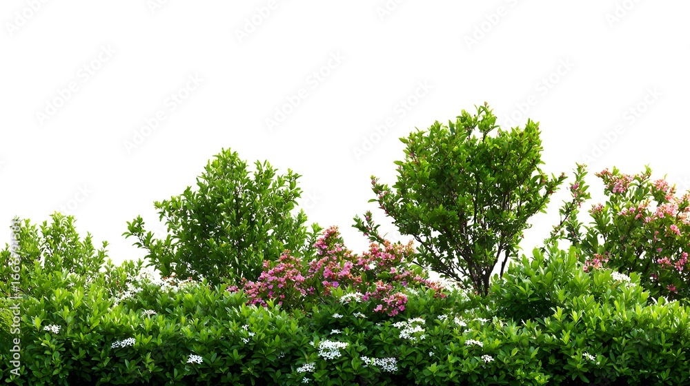 Fototapeta premium Vibrant Greenery and Colorful Shrubbery in Nature Landscape