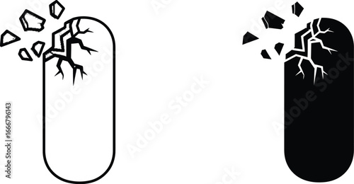 Broken capsule pill vector illustration medical pharmaceutical