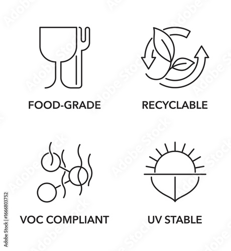 Silicone outline icons - Food-grade, Recyclable, VOC compliant, UV Stable