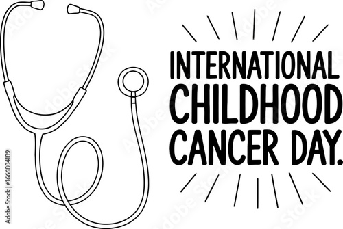 International Childhood Cancer Day with Stethoscope Illustration