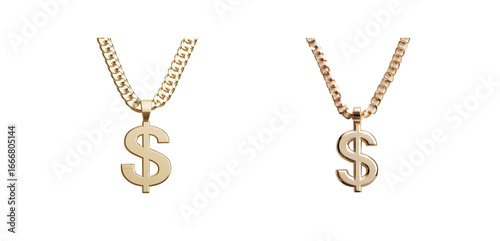 Gold dollar sign pendant necklaces on stylish chains
