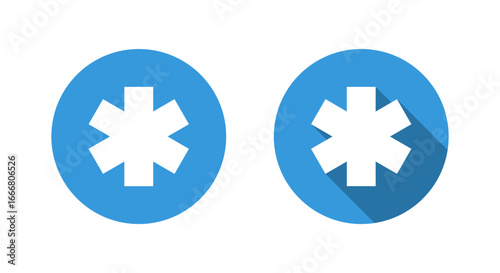 Asterisk shape icon with long shadow. Star keypad symbol