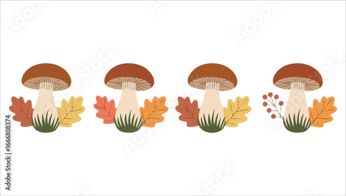adorable autumn forest elements cute simple illustration bundle