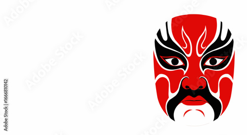 Traditional Chinese opera mask in red and black colors  