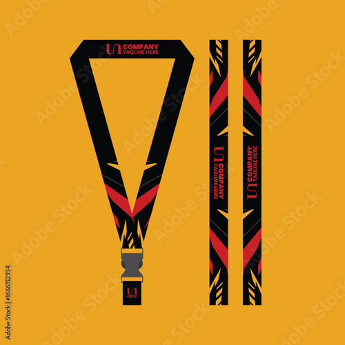 Corporate, school lanyard mockup with futuristic style