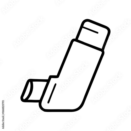 Asthma inhaler outline illustration in minimalistic style  