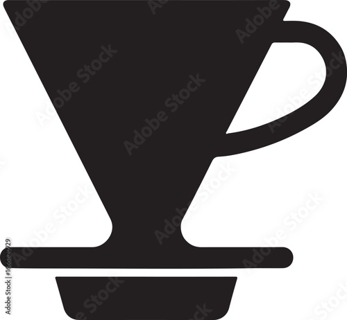 Silhouette of a pour-over coffee dripper, minimal vector design for brewing fresh coffee.