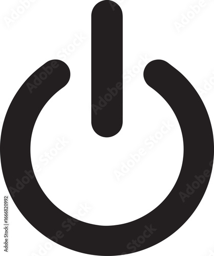 Silhouette of a power on/off button, circular icon, minimal vector design for electronic devices.