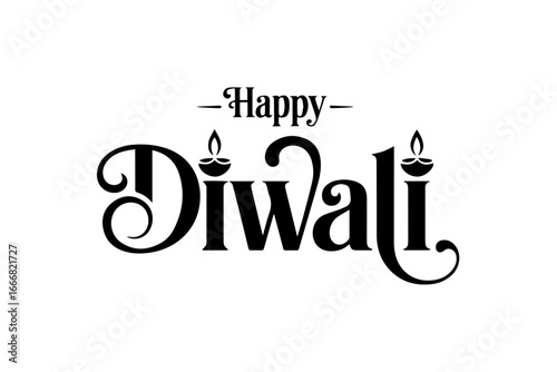 Happy Diwali decorative typography design festive calligraphy