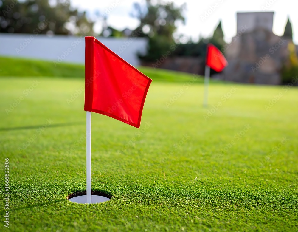 Obraz premium Golf flags on a green