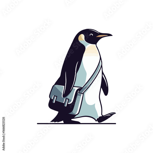 A cool penguin walking with an attitude, a fun and unique cartoon mascot.

