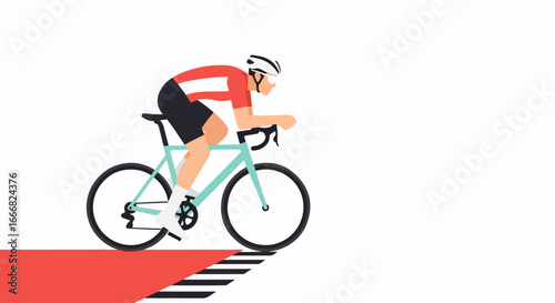 Cyclist in aerodynamic posture during a road race.