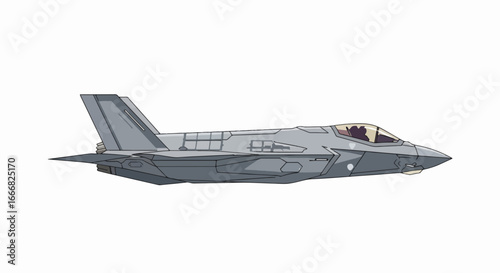 Modern military fighter jet F-35 isolated on white background.