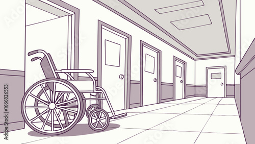 wheelchair in hospital Corridor