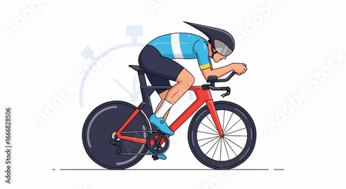 Cyclist racing on a road bike.