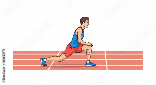 Man Stretching on a Running Track.