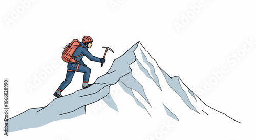 Mountain Climber Reaching Summit.