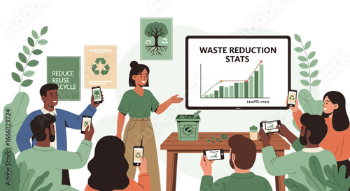 Engaging presentation showing sustainable waste reduction to an audience