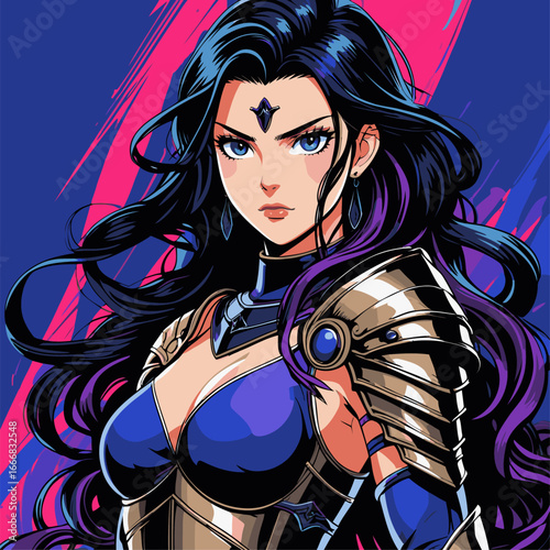 vector anime female warrior