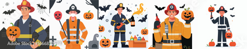 firefighter vector celebrating Halloween