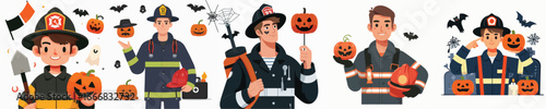 firefighter vector celebrating Halloween