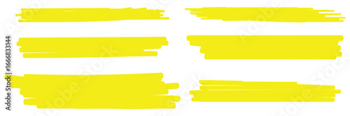 horizontal hand drawn chalk or marker highlighter strokes. Rough textured pencil lines with textured edges Set of hand drawn marker line design element, grunge strokes, doodle lines underline scribble